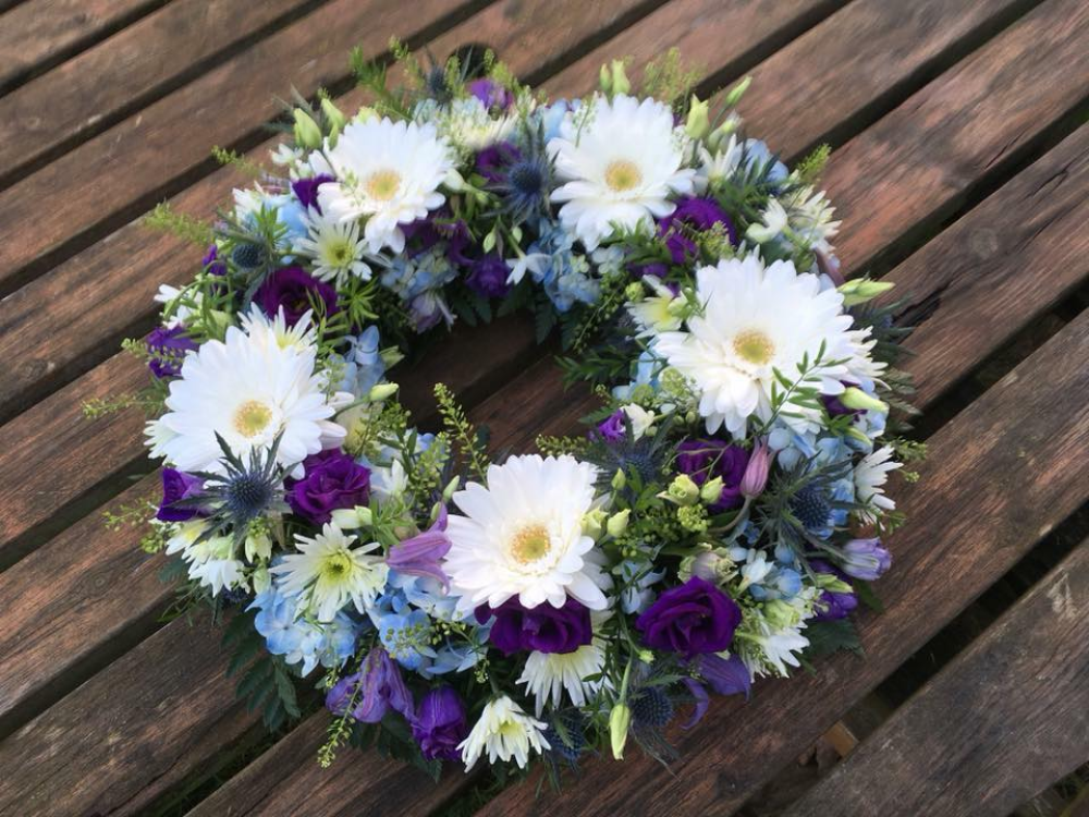 Blue, Purple  & White Wreath