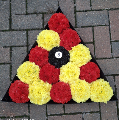 Pool Balls and Triangle - Balls are based with Chysanthemums.  Approx. 18" x 18"